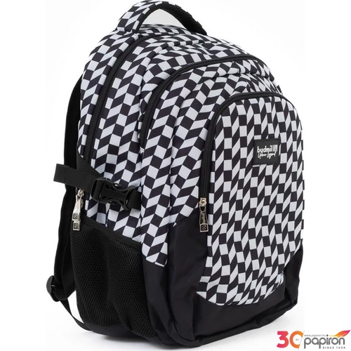 Budmil ovális hátizsák 25' Fekete-Fehér Mintás,33x46x21cm 10110149/S85
