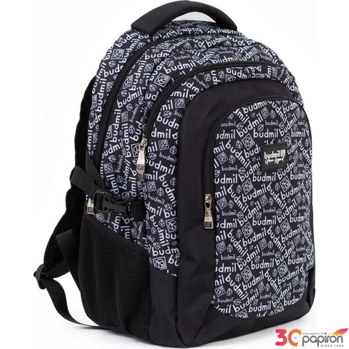 Budmil ovális hátizsák 25' Fekete-Fehér Mintás,33x46x21cm 10110149/S86