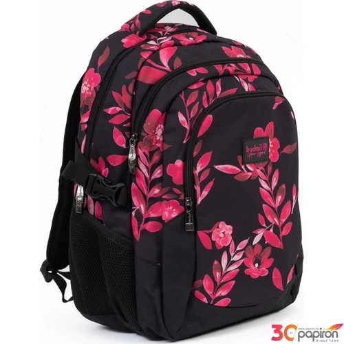 Budmil ovális hátizsák 25' Fekete-Pink Mintás,33x46x21cm 10110149/S89