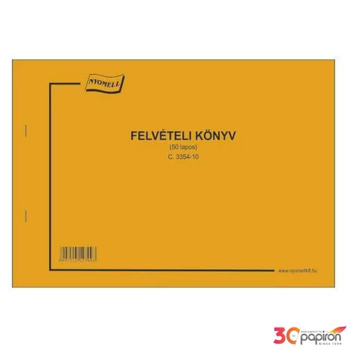 C.3354-10 Felvételi könyv 50 lapos A4 fekvő