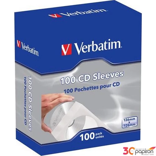 CD boríték ablakos VERBATIM papír, bebújtatós füllel, fehér 100db-os Adattárolók VERBATIM 49976
