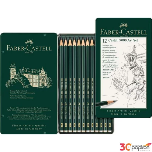 Faber-Castell grafitceruza 9000 Art Szetz 12db 8B-2H AG-Castell fémdobozban 119065