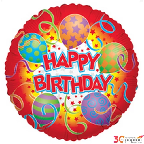 Paty lufi fólia 18"/45cm Happy Birthday lufis mintás
