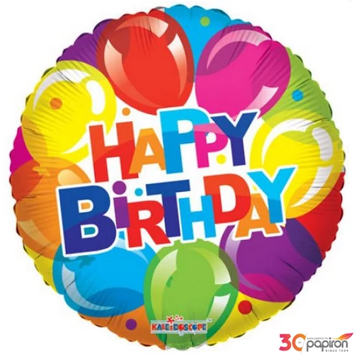 Paty lufi fólia 18"/45cm Happy Birthday színes lufis