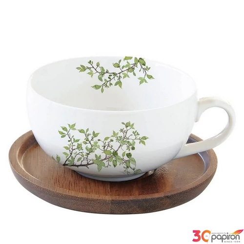 Csésze teás Porcelán 2,5dl akácfa aljjal Natura kézzel festett