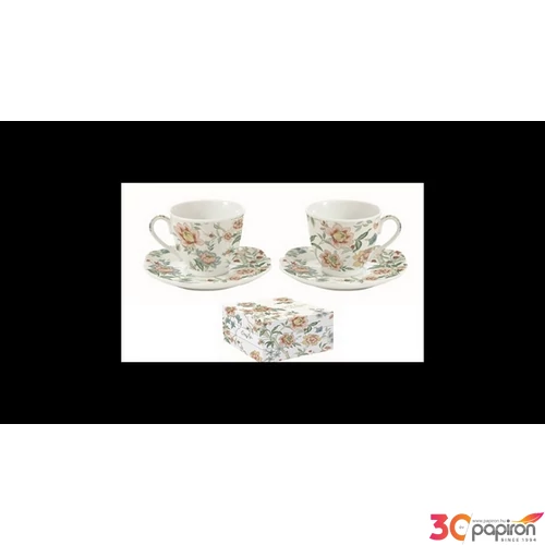 Csésze teás+alj Porcelán 2,25dl Zen Garden White 2db-os dobozban