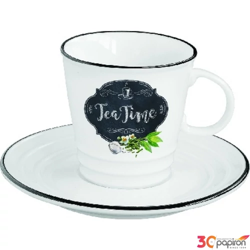 Csésze teás+alj Porcelán 3dl Kitchen Basics dobozban