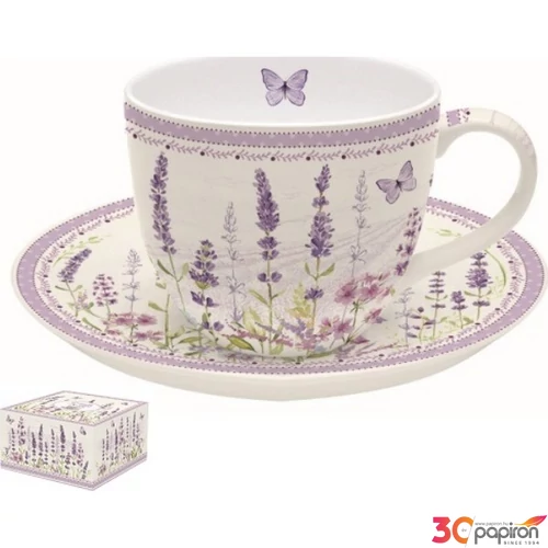 Csésze+alj 200ml Porcelán egyszemélyes, dobozban Lavender Field 