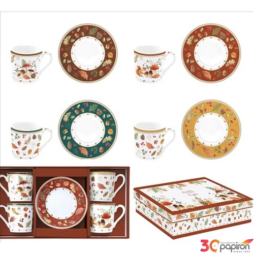Csésze+alj kávés Porcelán 100ml Autumn Breeze 4db-os dobozban