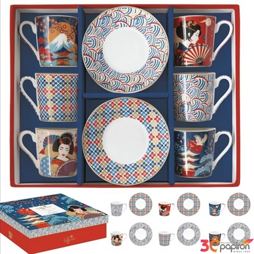 Csésze+alj kávés Porcelán 100ml Coffee Mania, Tokyo 6db-os dobozban