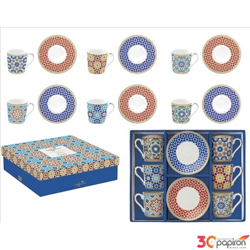 Csésze+alj kávés Porcelán 100ml Marrekech, Coffee Mania 6db-os dobozban