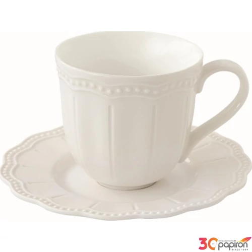 Csésze+alj kávés Porcelán 110ml Elite white dobozban