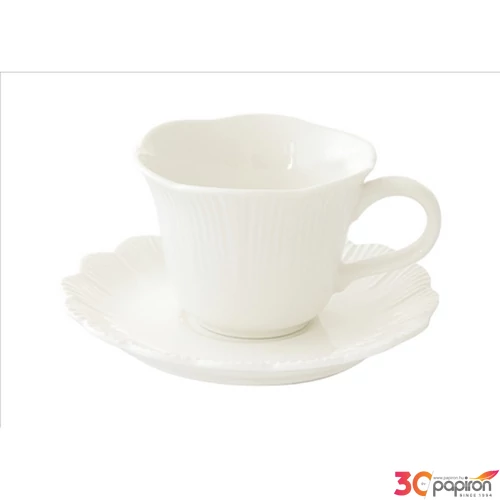 Csésze+alj kávés Porcelán 110ml Fleuri white dobozban