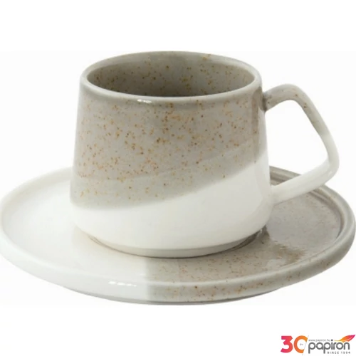 Csésze+alj kávés Porcelán 130ml Double beige dobozban