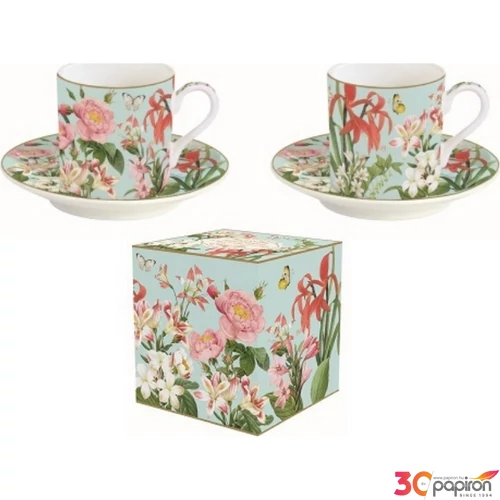 Csésze+alj kávés Porcelán 75ml Botanic Garden 2db-os dobozban