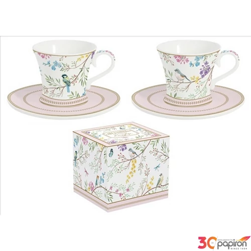 Csésze+alj kávés Porcelán 80ml Birds Melody 2db-os dobozban