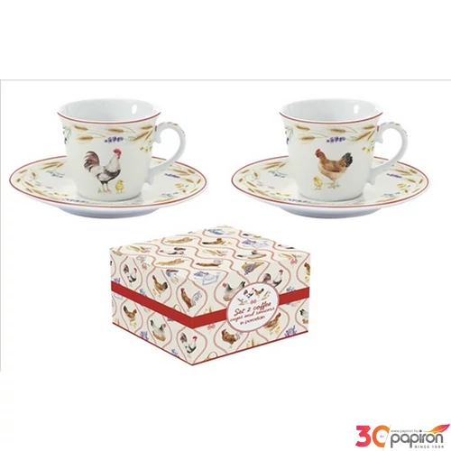 Csésze+alj kávés Porcelán 80ml Country Life 2db-os dobozban