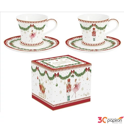 Csésze+alj kávés Porcelán 80ml Magie de Noel 2db-os dobozban