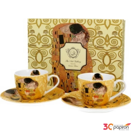 Csésze+alj Porcelán 110ml Klimt:The Kiss 2db-os dobozban