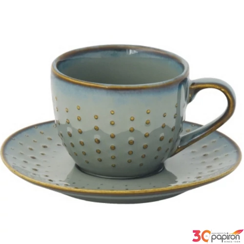 Csésze+alj kávés Porcelán 110ml Drops Celadon 