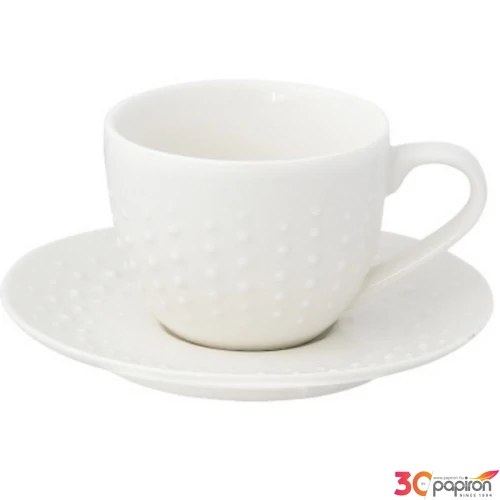 Csésze+alj kávés Porcelán 110ml Drops White 