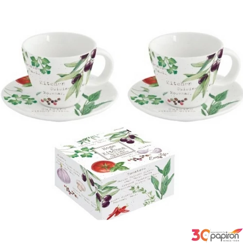Csésze+alj kávés Porcelán 120ml Home
