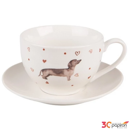 Csésze+alj Porcelán 200ml, 12x9x6cm/14x2cm,Dachshund Love