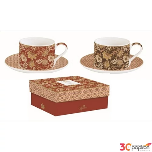 Csésze+alj Porcelán 2,4dl Coffee Mania, Fleurs Des Reves 2db-os dobozban