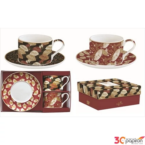 Csésze+alj Porcelán 2,4dl Coffee Mania, Kimono 2db-os dobozban