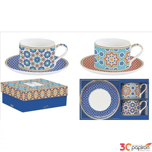 Csésze+alj Porcelán 2,4dl Coffee Mania, Marrakech 2db-os dobozban