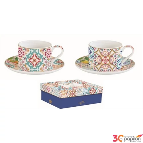 Csésze+alj Porcelán 2,4dl Coffee Mania, Siracusa 2db-os dobozban