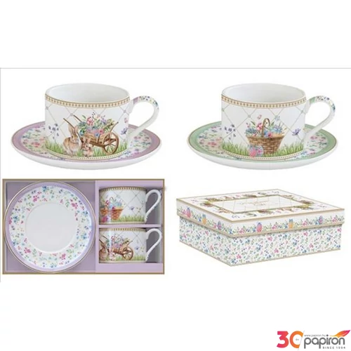 Csésze+alj Porcelán 2,4dl Spring Bloom 2 személyes dobozban