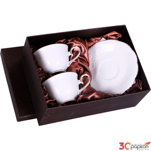 Csésze+alj Porcelán 250ml, 2 személyes, dobozban Bella Rosa