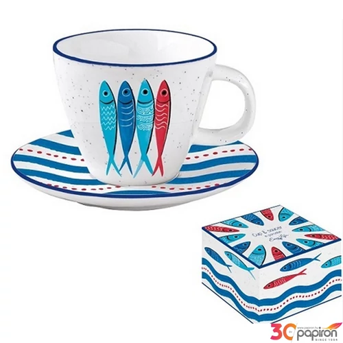 Csésze+alj Porcelán 2,5dl Mille Fleurs Blue dobozban