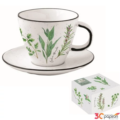 Csésze+alj Porcelán 2,5dl Herbarium dobozban