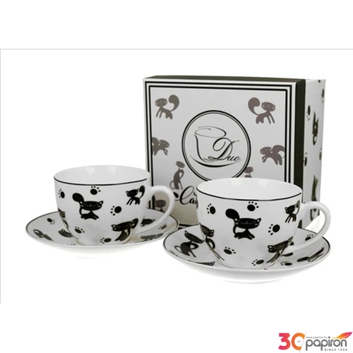 Csésze+alj Porcelán 2,5dl Koty Czarne 2db-os dobozban