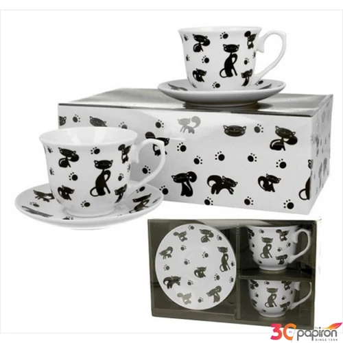 Csésze+alj Porcelán 2,5dl Koty Czarne 2db-os dobozban