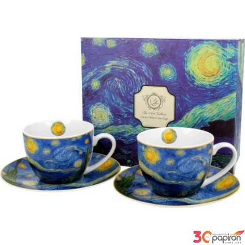 Csésze+alj Porcelán 2,5dl Van Gogh:Csillagos éj 2db-os dobozban