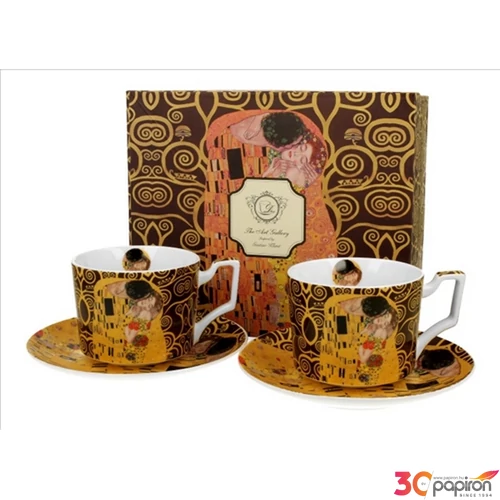 Csésze+alj Porcelán 270ml Klimt:The Kiss 2db-os dobozban