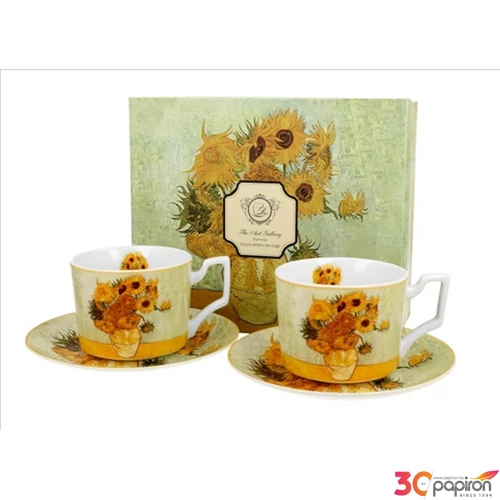 Csésze+alj Porcelán 270ml Van Gogh:Napraforgók 2db-os dobozban