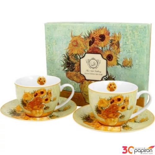 Csésze+alj Porcelán 2,8dl Van Gogh:Napraforgók 2db-os dobozban