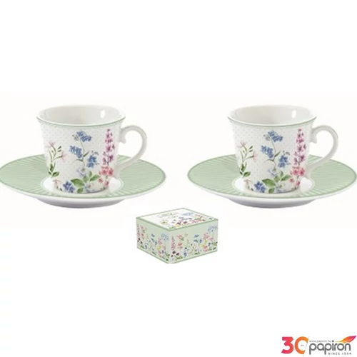 Csésze+alj kávés Porcelán 80ml Floraison 2db-os dobozban