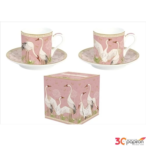 Csésze+alj kávés Porcelán 75ml Dancing Herons 2db-os dobozban