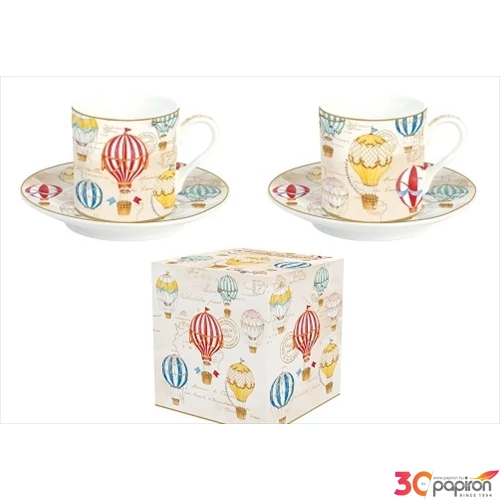 Csésze+alj kávés Porcelán 75ml Air Balloons 2db-os dobozban