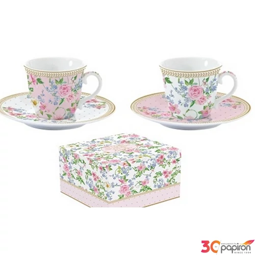 Csésze+alj kávés Porcelán 80ml Garden Joy 2db-os dobozban