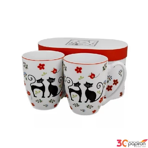 Bögre porcelán 2 személyes, cicás