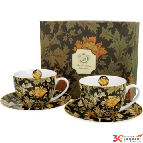 Csésze+alj Porcelán 3dl William Morris:Chrysanthemum 2db-os dobozban
