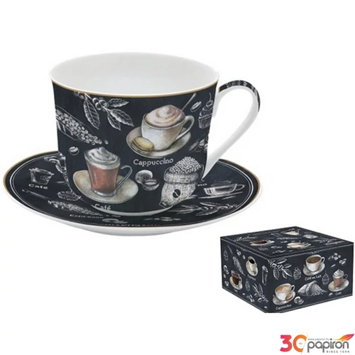 Csésze+alj porcelán reggeliző 4dl Barista dobozban