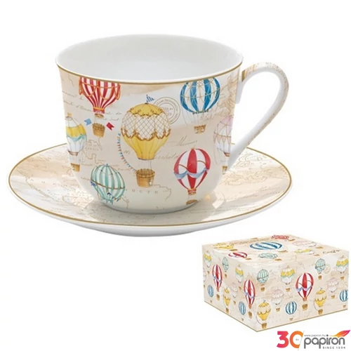 Csésze+alj porcelán reggeliző 4dl Air Balloons dobozban