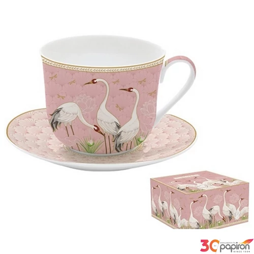 Csésze+alj porcelán reggeliző 4dl Dancing Herons dobozban